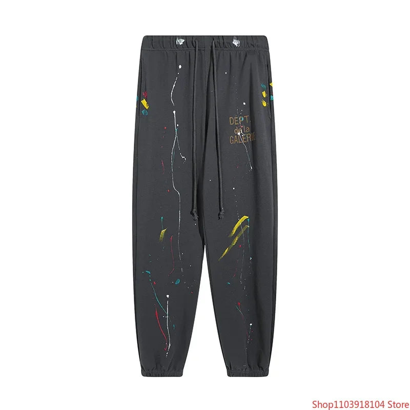 DEPT New Fashion Brand Sweatpants Man Couple style Splashing ink graffiti Gallery Letter Print Loose cotton Casual Sports Pants